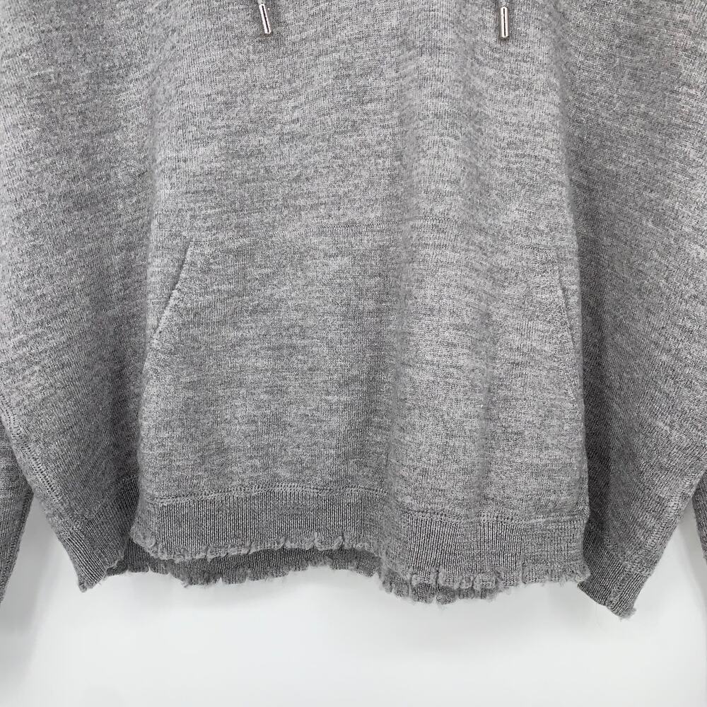 The Kooples Merino Wool Hooded Lace Up Pullover Raw Edge Sweater Hoodie - Picture 6 of 11